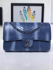 CC original python leather flap bag A01112 blue