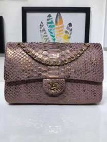 CC original python leather flap bag A01112 champagne