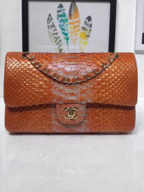 CC original python leather flap bag A01112 orange