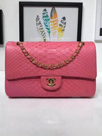 CC original python leather flap bag A01112 rose red