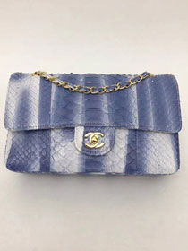 CC original python leather flap bag A01112 white&blue