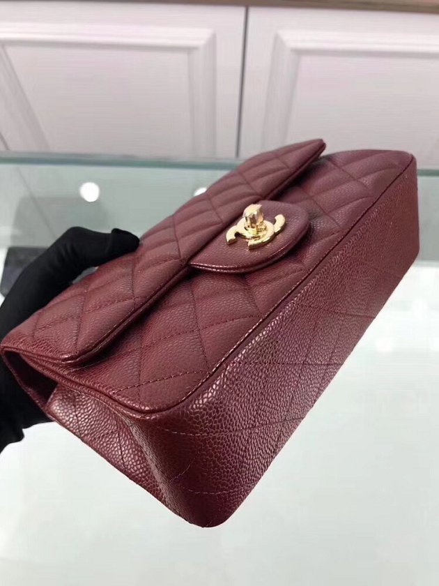 CC original grained calfskin small flap bag A69900 bordeaux