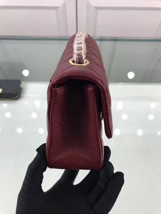 CC original grained calfskin small flap bag A69900 bordeaux