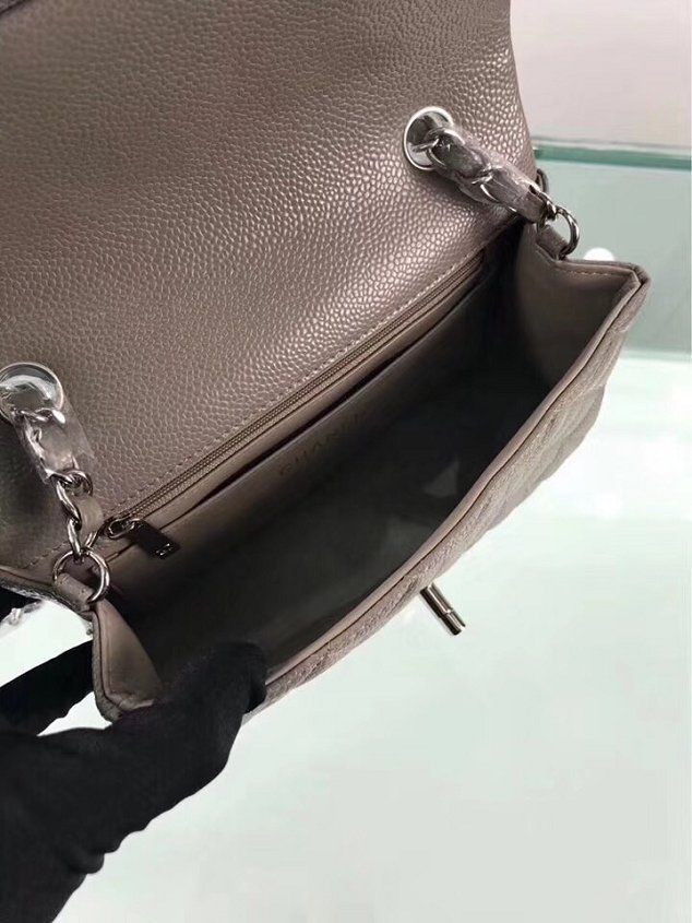 CC original grained calfskin mini flap bag A69900 dark gray