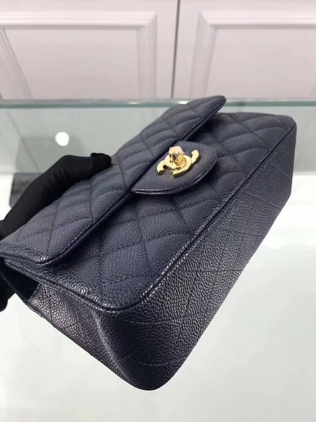 CC original grained calfskin mini flap bag A69900 navy blue