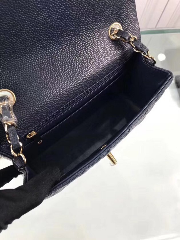 CC original grained calfskin mini flap bag A69900 navy blue