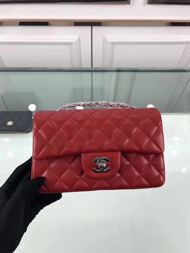 CC original lambskin leather mini flap bag A69900 red