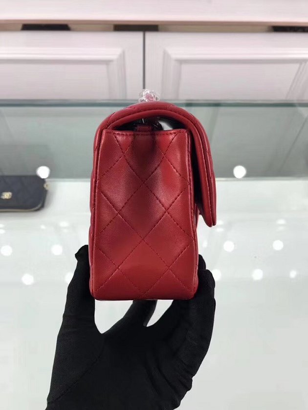 CC original lambskin leather mini flap bag A69900 red