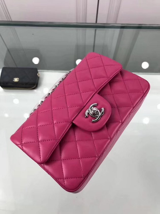 CC original lambskin leather mini flap bag A69900 rose red