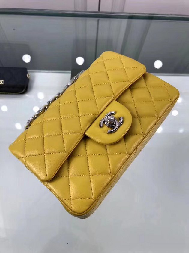 CC original lambskin leather mini flap bag A69900 yellow