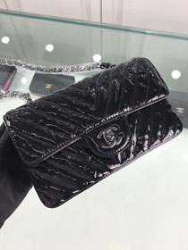 CC original patent leather mini flap bag A69900 black