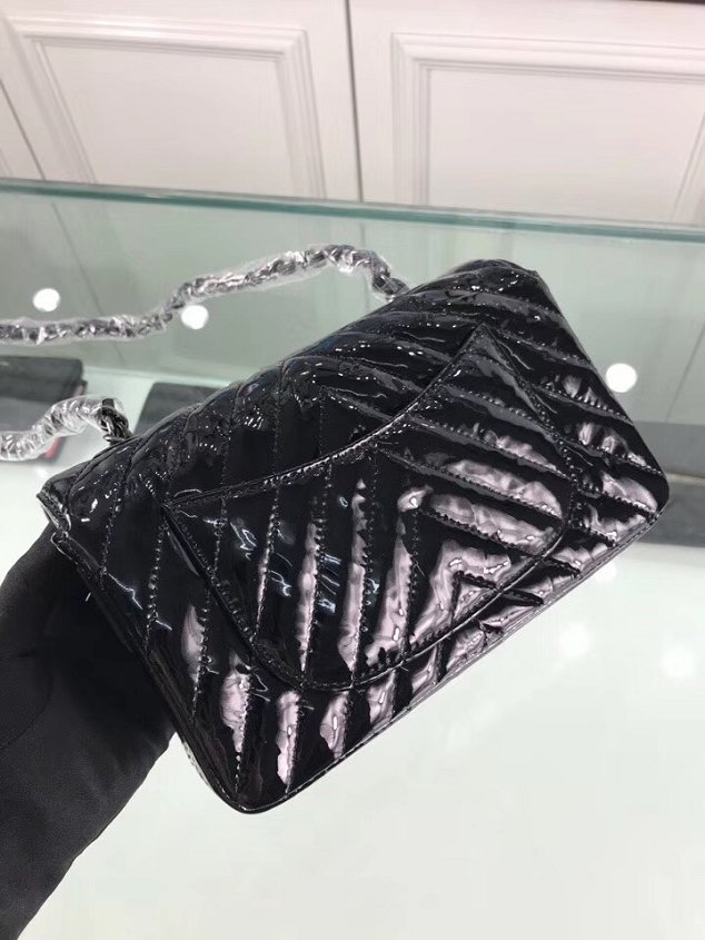 CC original patent leather mini flap bag A69900 black