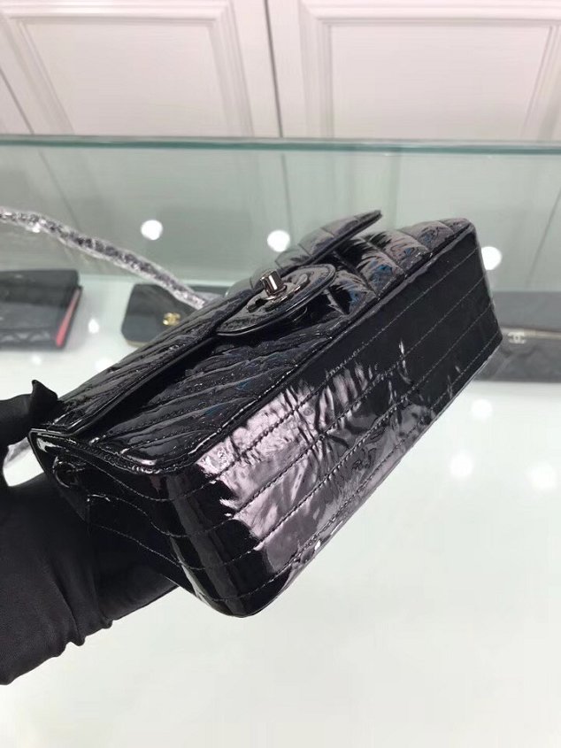 CC original patent leather mini flap bag A69900 black