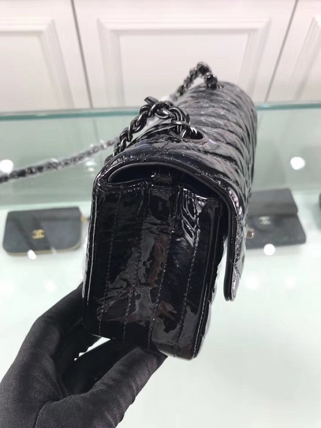 CC original patent leather mini flap bag A69900 black