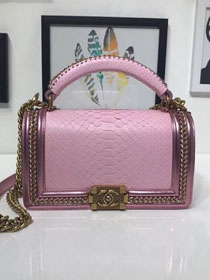 CC original python leather medium le boy flap bag 67086 pink