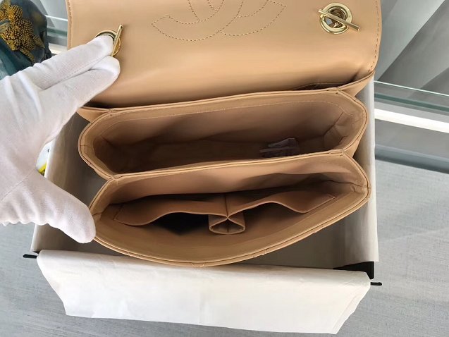 2017 CC original lambskin top handle flap bag A92236 apricot