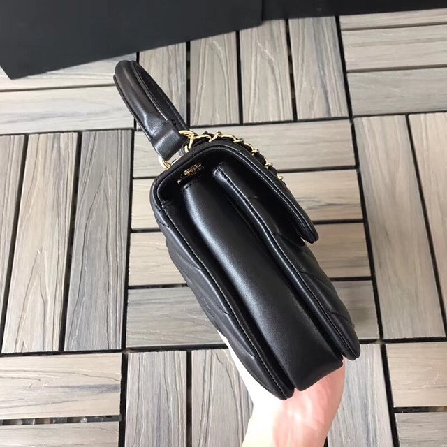2018 CC original lambskin top handle flap bag A92236-2 black