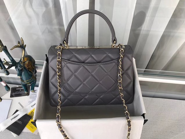 2018 CC original lambskin top handle flap bag A92236 dark grey