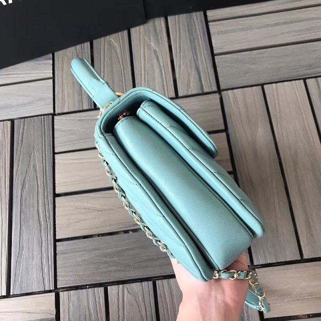 2018 CC original lambskin top handle flap bag A92236-2 lake blue