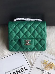 CC original grained calfskin super mini flap bag A35200 green