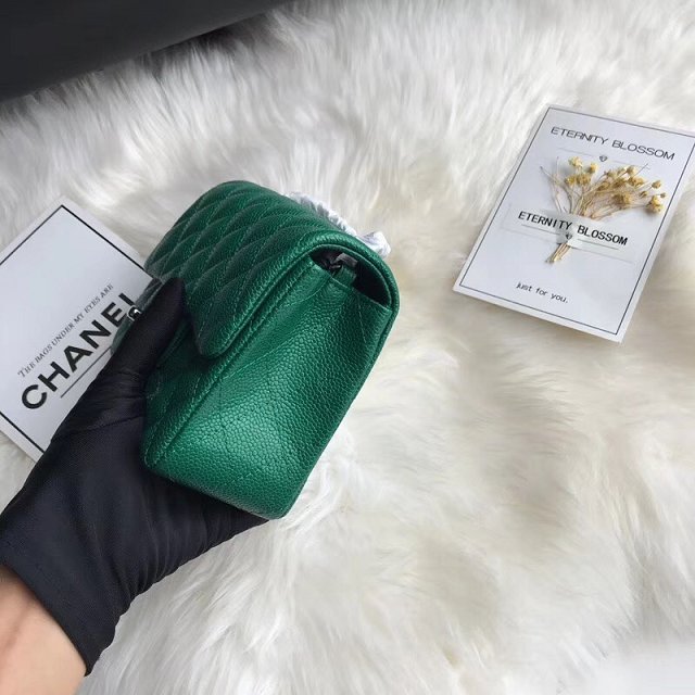 CC original grained calfskin super mini flap bag A35200 green