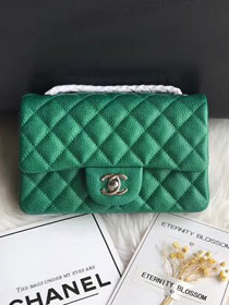 CC original grained calfskin mini flap bag A69900 green