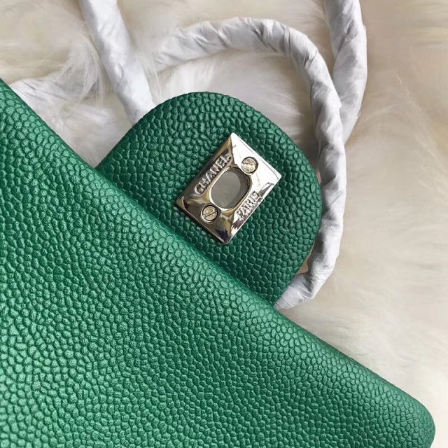 CC original grained calfskin mini flap bag A69900 green