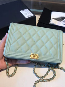 CC original grained calfskin woc le boy chain bag A80287 light green