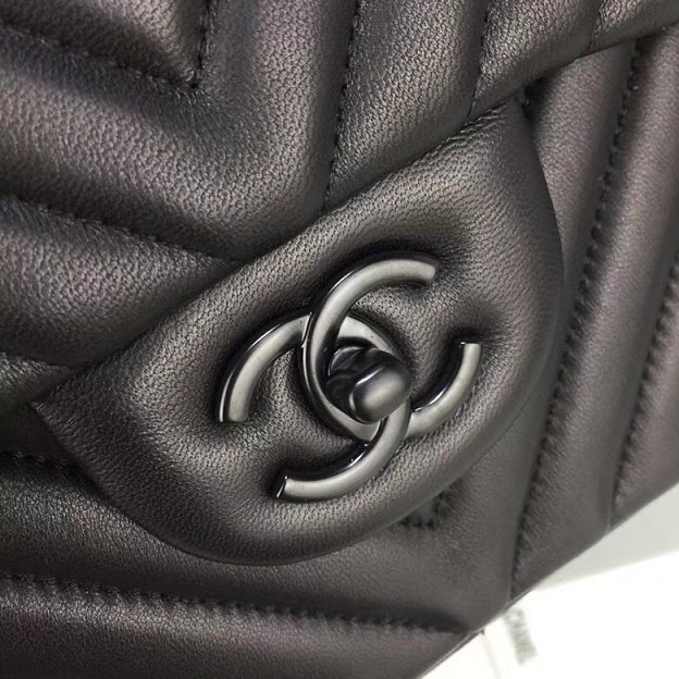 CC original lambskin leather large double flap bag A58600-3 black hardware