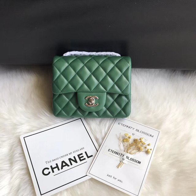 CC original lambskin super mini flap bag A35200 green 