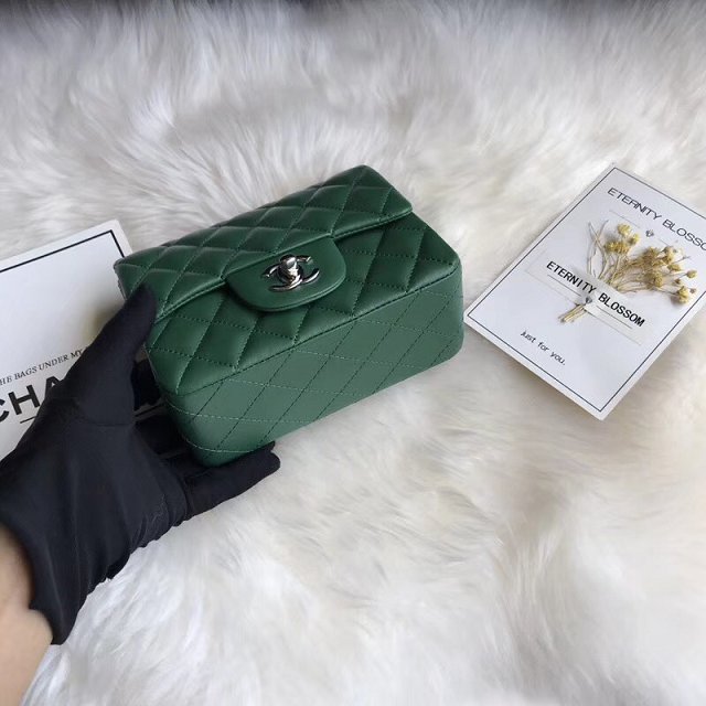 CC original lambskin super mini flap bag A35200 green 