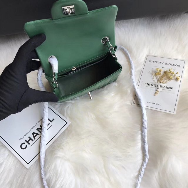 CC original lambskin super mini flap bag A35200 green 