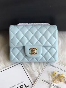 CC original lambskin super mini flap bag A35200 light blue