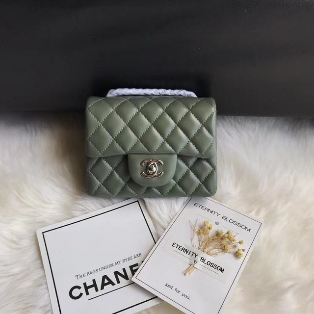 CC original lambskin super mini flap bag A35200 olive