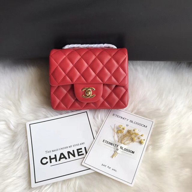 CC original lambskin super mini flap bag A35200 red