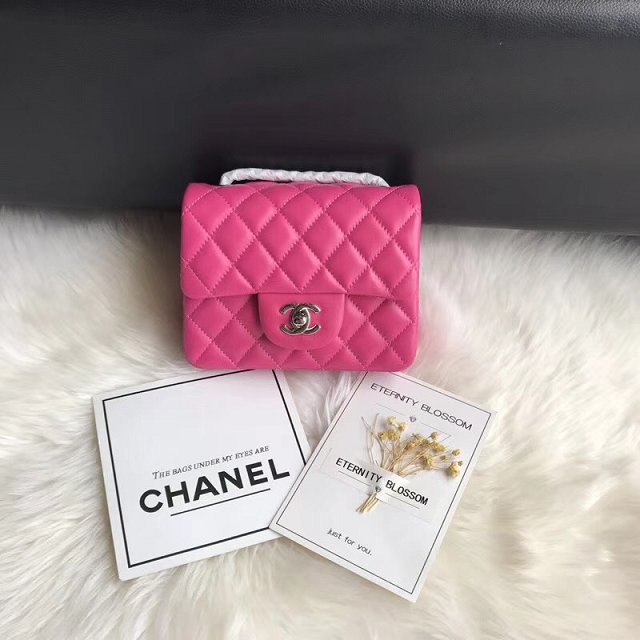 CC original lambskin super mini flap bag A35200 rose red