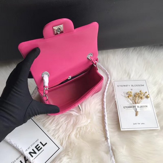 CC original lambskin super mini flap bag A35200 rose red