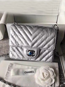 CC original lambskin super mini flap bag A35200 silver