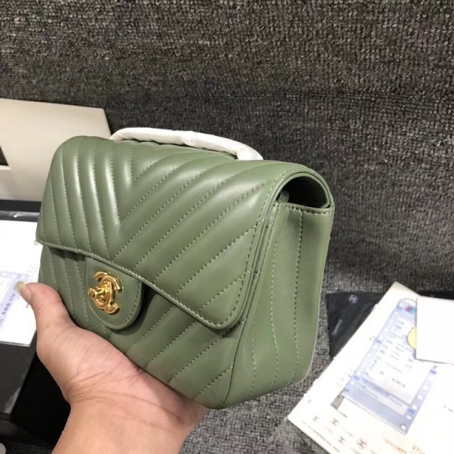 CC original lambskin leather mini flap bag A69900-4 olive