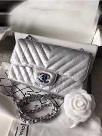 CC original lambskin leather mini flap bag A69900-4 silver