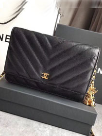 CC original grained calfskin woc chain bag 80983 black