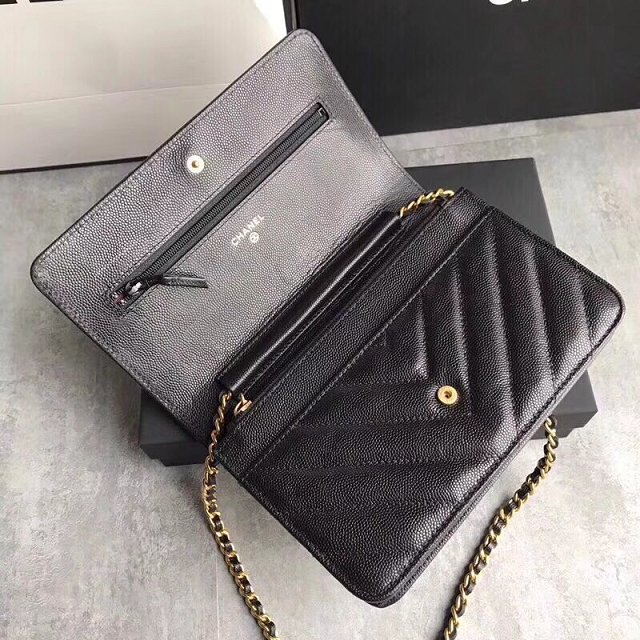 CC original grained calfskin woc chain bag 80983 black