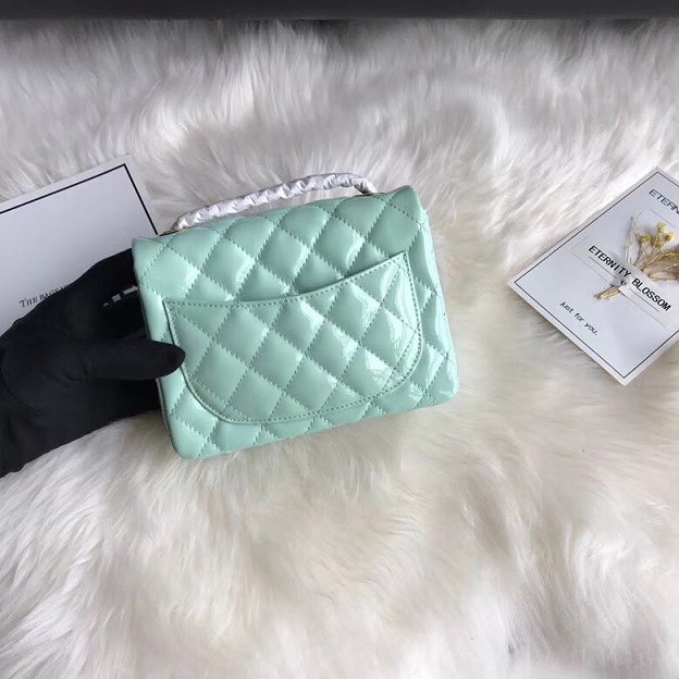 CC original patent calfskin mini flap bag A69906 light green