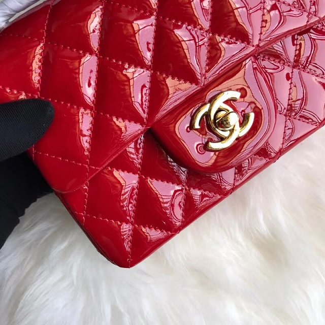 CC original patent calfskin mini flap bag A69906 red