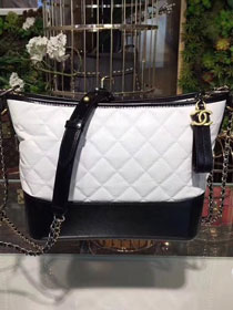 CC original aged calfskin gabrielle hobo bag A93824 white&black