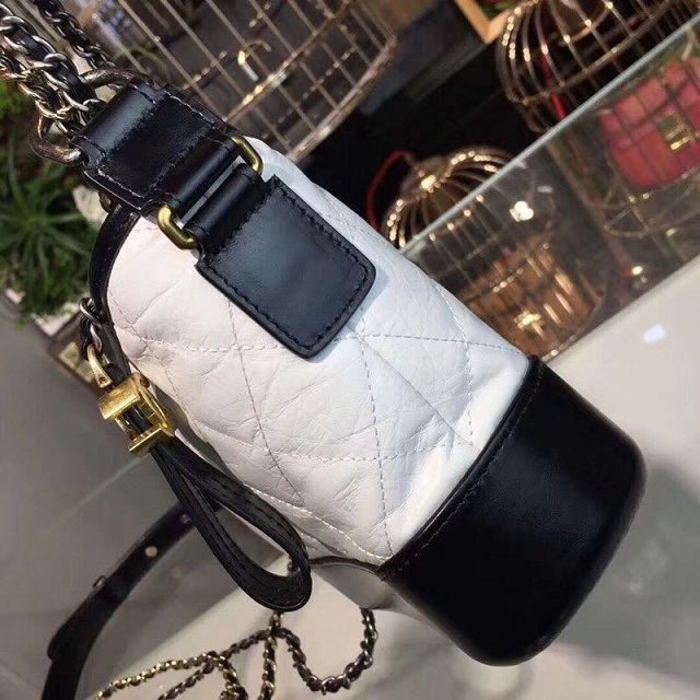 CC original aged calfskin gabrielle small hobo bag A91810 white&black