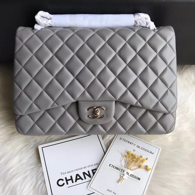 CC original lambskin maxi double flap bag A58601 grey