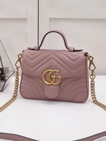 2019 GG marmont original calfskin mini top handle bag 547260 nude