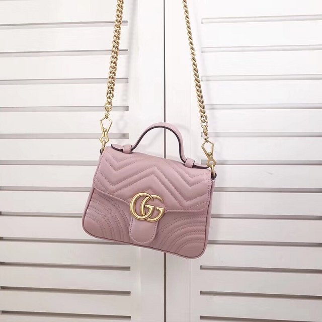 2019 GG marmont original calfskin mini top handle bag 547260 nude