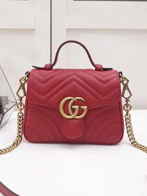 2019 GG marmont original calfskin mini top handle bag 547260 red